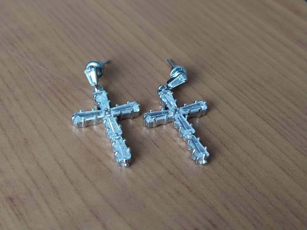 bijoux croix boucles d'oreille